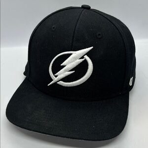 Tampa Bay Lightning 47 Brand Adjustable Snapback Trucker Hat Black White Retro